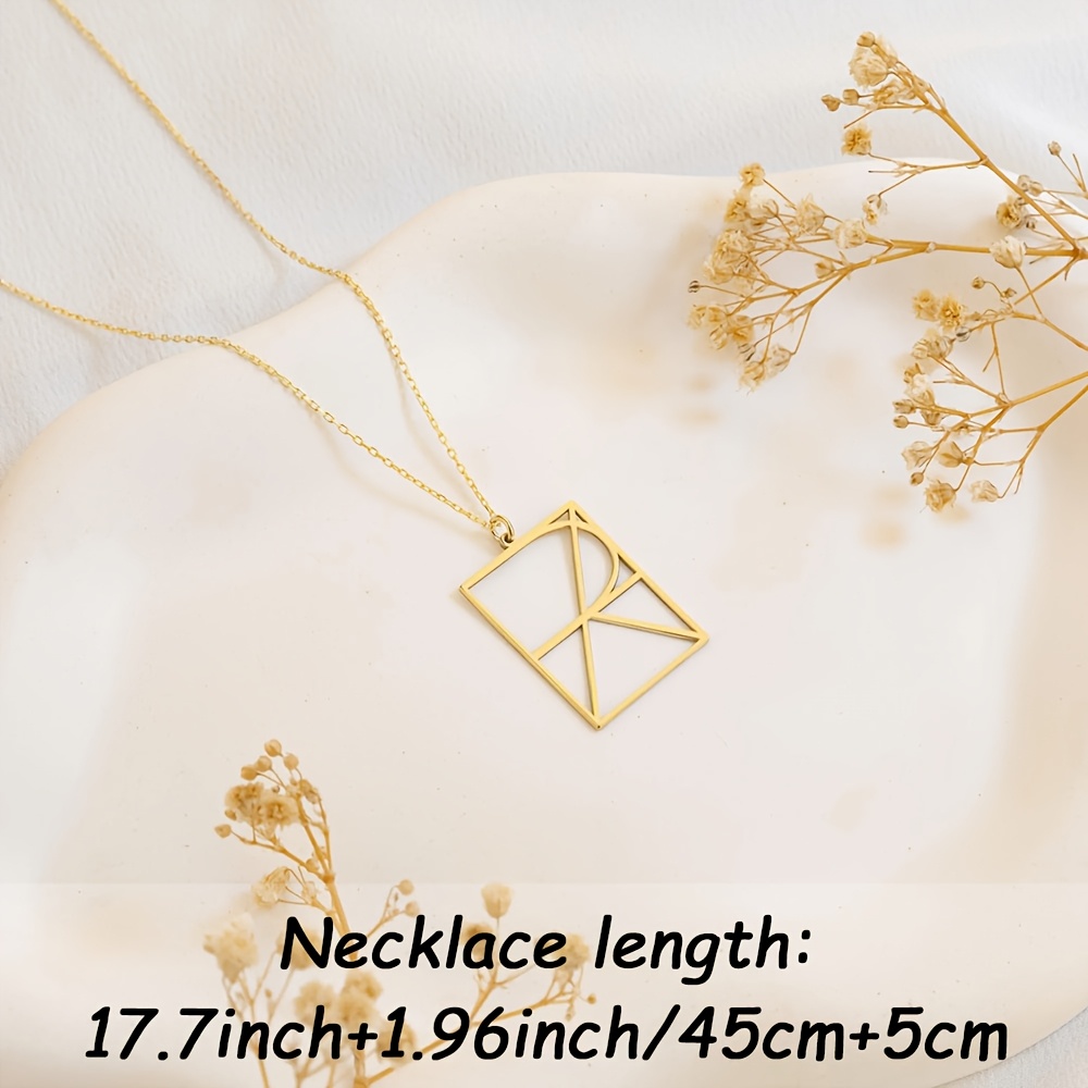 Personalized Geometric Patchwork Letter Necklace, 18K Gold Plated